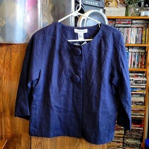 Mandarin Blue dark blue lightweight jacket with 3/4 sleeves